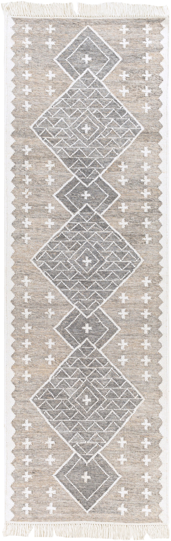 Bursa BUR-2301 Global Recycled PET Yarn Rug BUR2301-268 Taupe, Charcoal, Cream 100% Recycled PET Yarn 2'6" x 8'