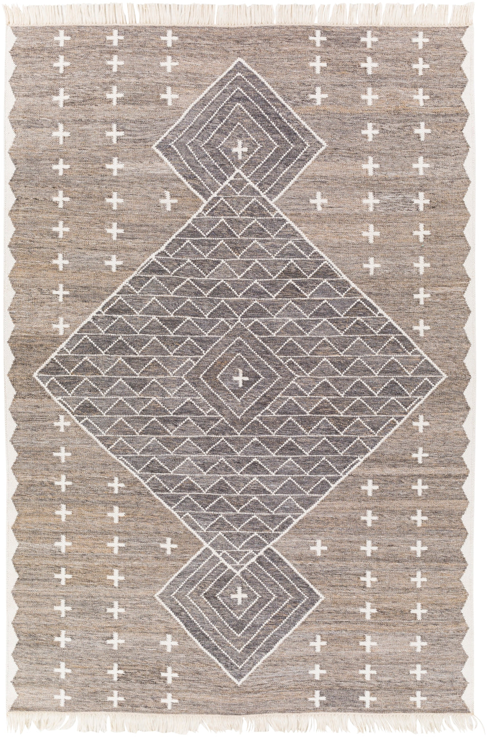 Bursa BUR-2301 Global Recycled PET Yarn Rug BUR2301-81012 Taupe, Charcoal, Cream 100% Recycled PET Yarn 8'10" x 12'