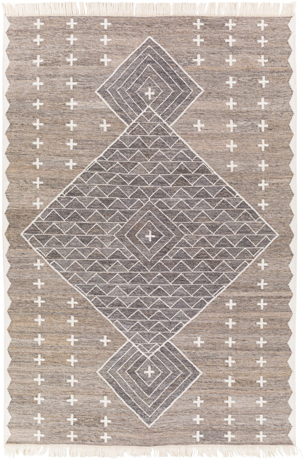 Bursa BUR-2301 Global Recycled PET Yarn Rug BUR2301-81012 Taupe, Charcoal, Cream 100% Recycled PET Yarn 8'10" x 12'