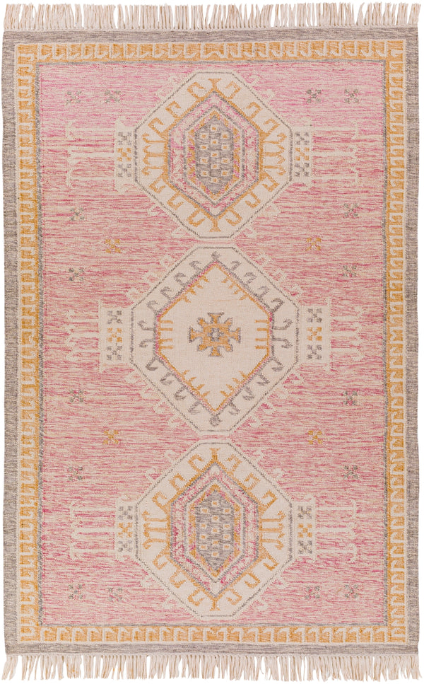 Bursa BUR-2302 Global Recycled PET Yarn Rug BUR2302-81012 Rose, Medium Gray, Tan, Beige 100% Recycled PET Yarn 8'10" x 12'
