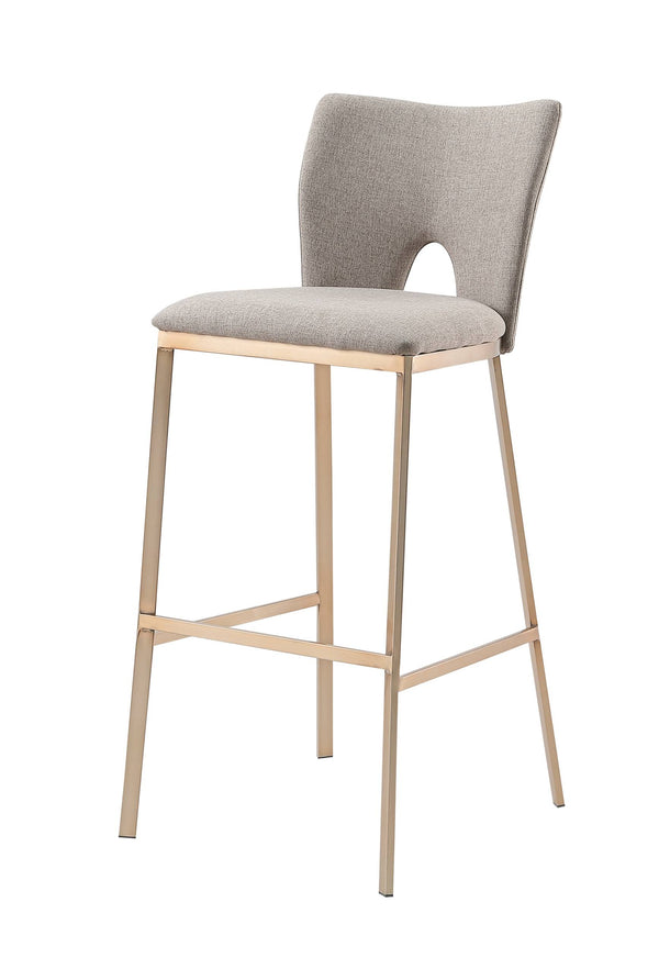 VIG Furniture Modrest Burton - Glam Grey Fabric + Brass Bar Stool (Set of 2) VGGAGA-6527CH-BS