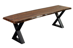 Porter Designs Manzanita Live Edge Solid Acacia Wood Natural Dining Bench Brown 07-196-13-BN58HX-KIT