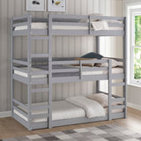 Walker Edison Solid Wood Triple Bunk Bed - Grey in Solid Pine Wood BW3TOTGY 842158185242