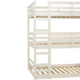 Walker Edison Solid Wood Triple Bunk Bed - White in Solid Pine Wood BW3TOTWH 842158185259