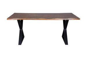 Porter Designs Manzanita Live Edge Solid Acacia Wood Natural Dining Table Brown 07-196-01-DT82HX-KIT