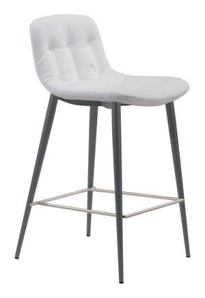 Zuo Modern Tangiers 100% Polyurethane, Plywood, Steel Modern Commercial Grade Counter Stool Set - Set of 2 White, Dark Gray 100% Polyurethane, Plywood, Steel