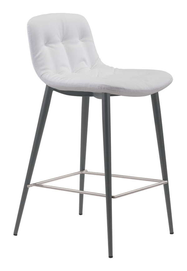 Zuo Modern Tangiers 100% Polyurethane, Plywood, Steel Modern Commercial Grade Counter Stool Set - Set of 2 White, Dark Gray 100% Polyurethane, Plywood, Steel