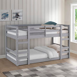 Walker Edison Low Wood Twin Bunk Bed - Grey in Solid Pine Wood BWJRTOTGY 842158185167