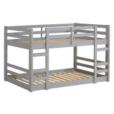 Walker Edison Low Wood Twin Bunk Bed - Grey in Solid Pine Wood BWJRTOTGY 842158185167
