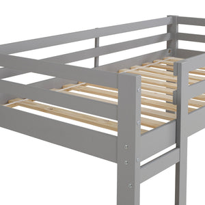 Walker Edison Low Wood Twin Bunk Bed - Grey in Solid Pine Wood BWJRTOTGY 842158185167
