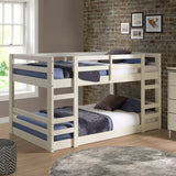 Walker Edison Low Wood Twin Bunk Bed - White in Solid Pine Wood BWJRTOTWH 842158185174