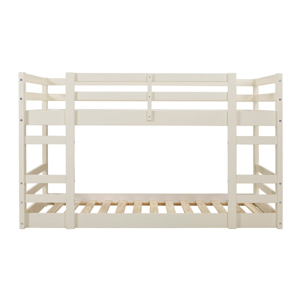 Walker Edison Low Wood Twin Bunk Bed - White in Solid Pine Wood BWJRTOTWH 842158185174