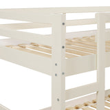 Walker Edison Low Wood Twin Bunk Bed - White in Solid Pine Wood BWJRTOTWH 842158185174