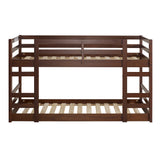 Walker Edison Low Wood Twin Bunk Bed - Walnut in Solid Pine Wood BWJRTOTWT 842158185181
