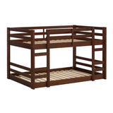 Walker Edison Low Wood Twin Bunk Bed - Walnut in Solid Pine Wood BWJRTOTWT 842158185181