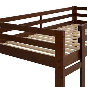 Walker Edison Low Wood Twin Bunk Bed - Walnut in Solid Pine Wood BWJRTOTWT 842158185181