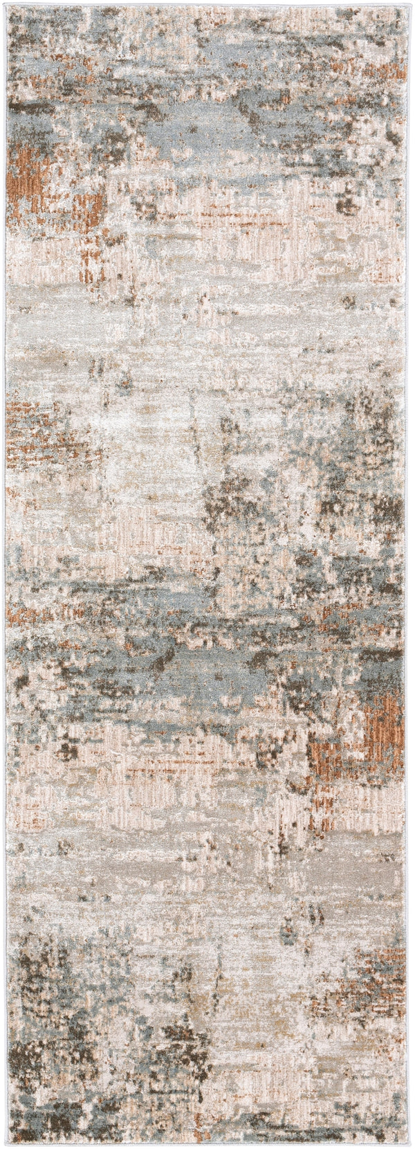 Brunswick BWK-2303 Modern Polyester, Polypropylene Rug BWK2303-2773 Sage, Dark Brown, Olive, Light Gray, White, Teal 50% Polyester, 50% Polypropylene 2'7" x 7'3"