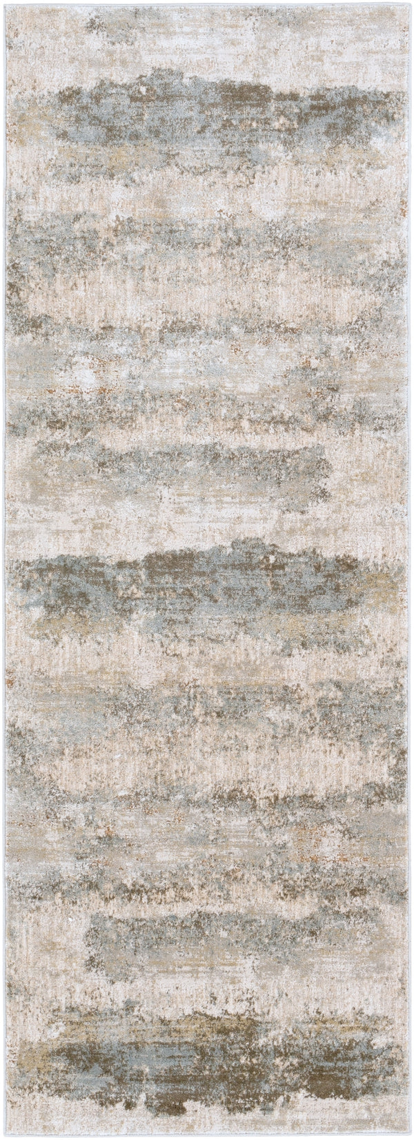Brunswick BWK-2305 Modern Polyester, Polypropylene Rug BWK2305-2773 Sage, Light Gray, White, Ice Blue, Olive, Teal, Dark Brown, Khaki 50% Polyester, 50% Polypropylene 2'7" x 7'3"