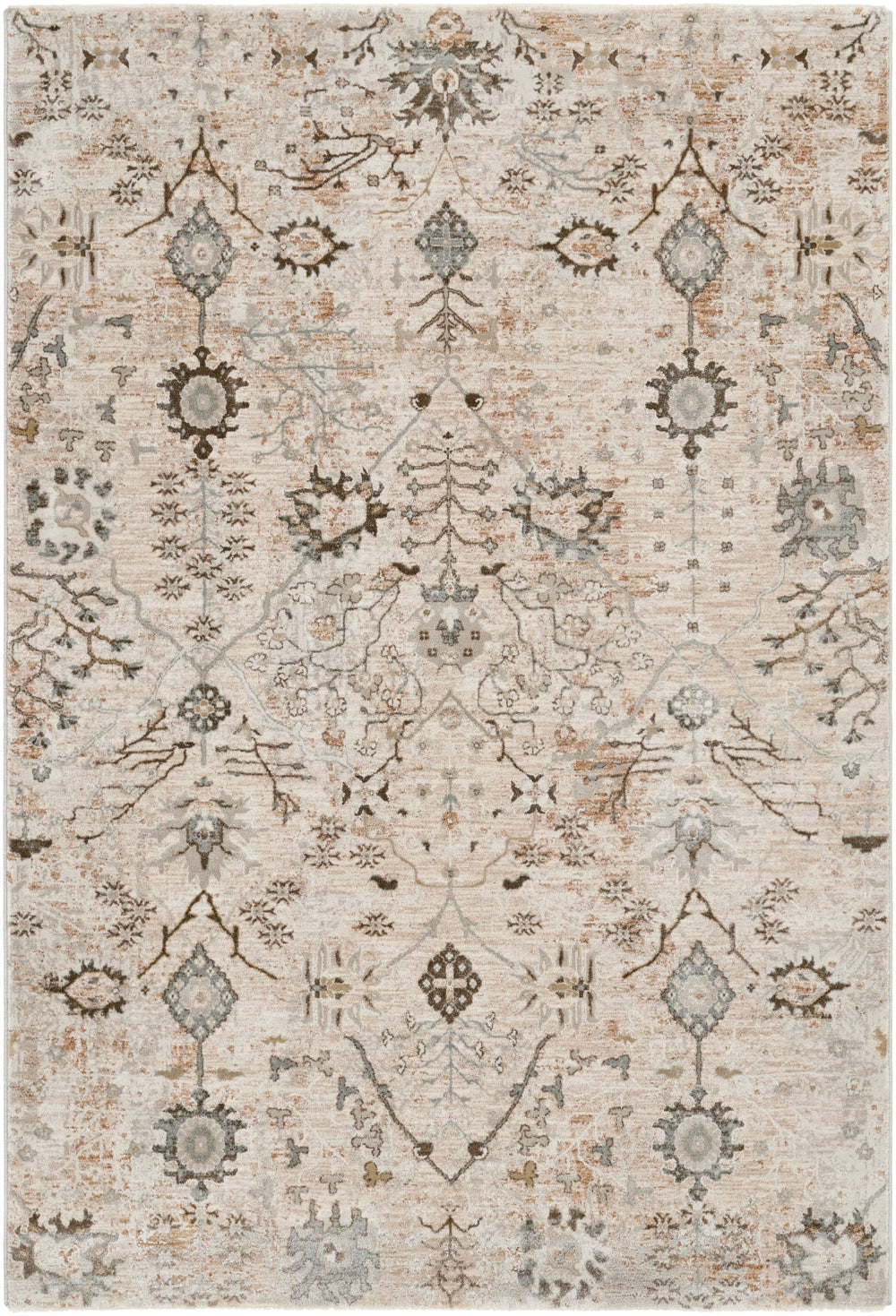 Brunswick BWK-2311 Traditional Polyester, Polypropylene Rug BWK2311-9122 Ivory, Beige, Khaki, Tan, Medium Gray, Dark Green 50% Polyester, 50% Polypropylene 9' x 12'2"