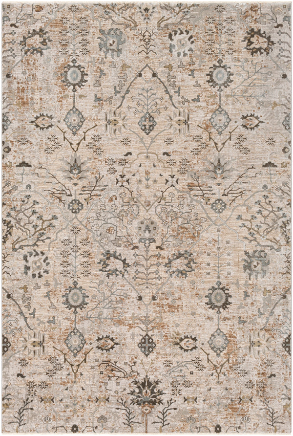 Brunswick BWK-2311 Traditional Polyester, Polypropylene Rug BWK2311-6796 Ivory, Beige, Khaki, Tan, Medium Gray, Dark Green 50% Polyester, 50% Polypropylene 6'7" x 9'6"