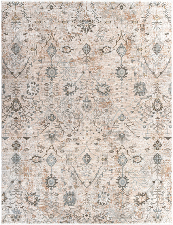 Brunswick BWK-2311 Traditional Polyester, Polypropylene Rug BWK2311-710103 Ivory, Beige, Khaki, Tan, Medium Gray, Dark Green 50% Polyester, 50% Polypropylene 7'10" x 10'3"