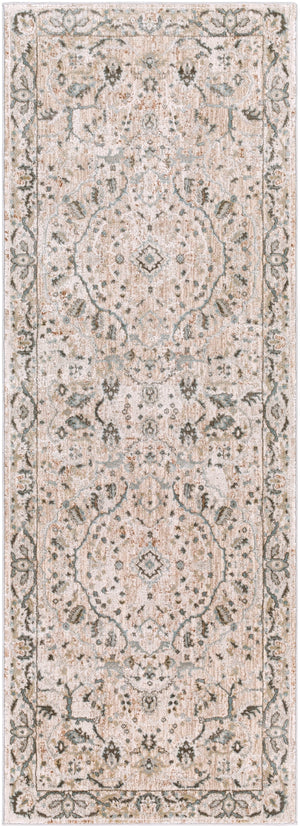 Brunswick BWK-2312 Traditional Polyester, Polypropylene Rug BWK2312-2773 Ivory, Beige, Khaki, Sage, Medium Gray, Tan, Dark Green 50% Polyester, 50% Polypropylene 2'7" x 7'3"