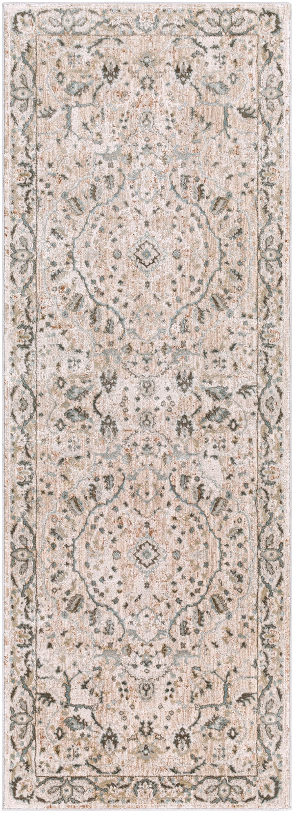 Brunswick BWK-2312 Traditional Polyester, Polypropylene Rug BWK2312-2773 Ivory, Beige, Khaki, Sage, Medium Gray, Tan, Dark Green 50% Polyester, 50% Polypropylene 2'7" x 7'3"