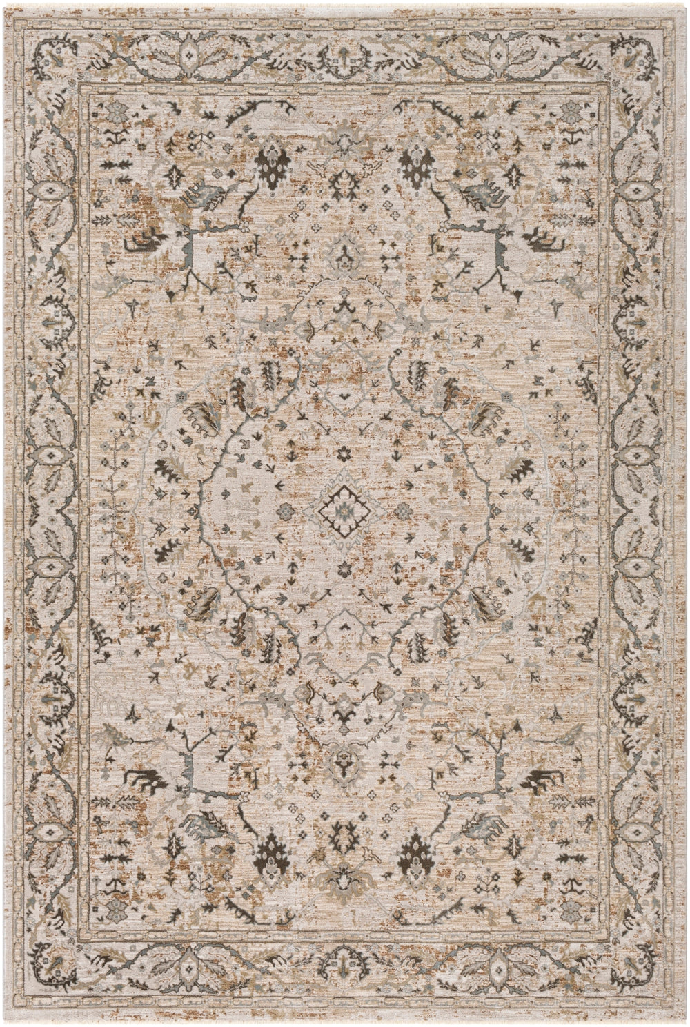 Brunswick BWK-2312 Traditional Polyester, Polypropylene Rug BWK2312-9122 Ivory, Beige, Khaki, Sage, Medium Gray, Tan, Dark Green 50% Polyester, 50% Polypropylene 9' x 12'2"