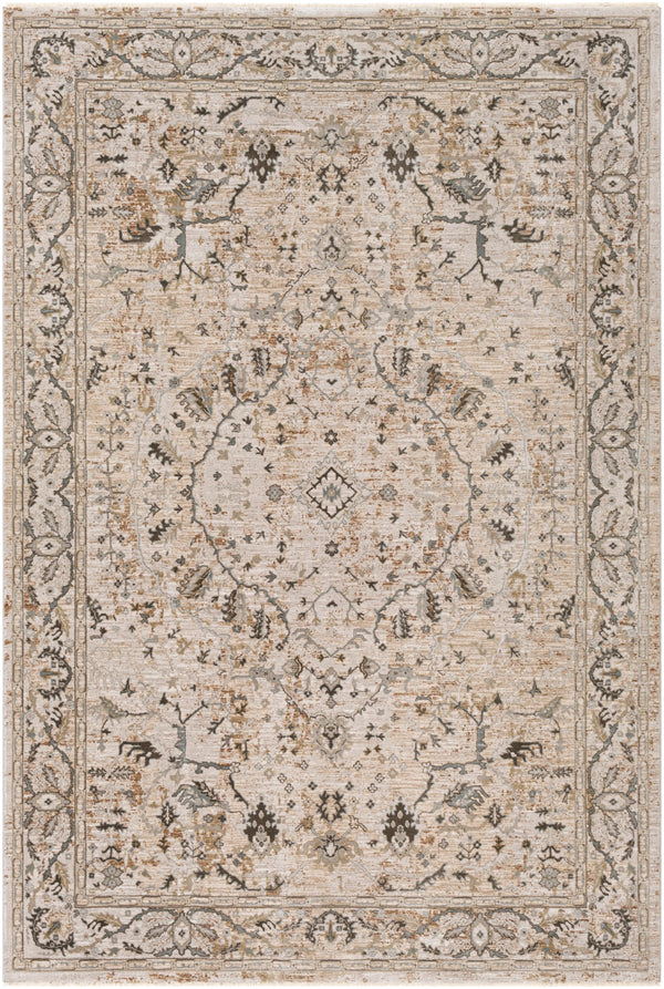 Brunswick BWK-2312 Traditional Polyester, Polypropylene Rug BWK2312-9122 Ivory, Beige, Khaki, Sage, Medium Gray, Tan, Dark Green 50% Polyester, 50% Polypropylene 9' x 12'2"