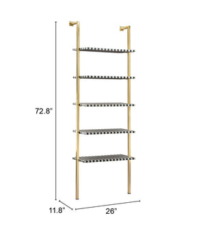 Zuo Modern Zebra MDF, Iron Modern Commercial Grade Shelf Multicolor, Gold MDF, Iron