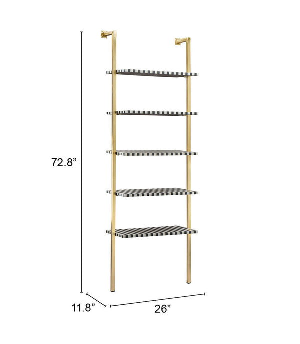 Zuo Modern Zebra MDF, Iron Modern Commercial Grade Shelf Multicolor, Gold MDF, Iron