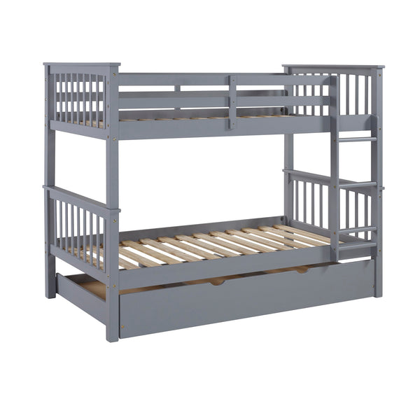 Walker Edison Solid Wood Twin over Twin Mission Design Bunk Bed - Grey in Solid Wood, Painted Finish BWTOTMSGY 842158101822