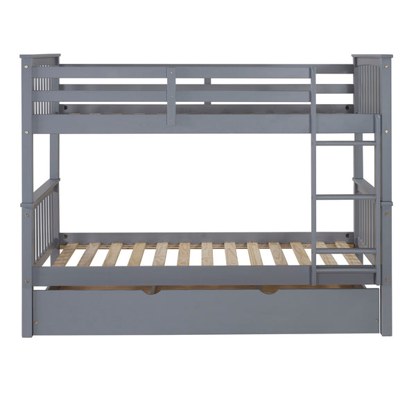 Walker Edison Solid Wood Twin over Twin Mission Design Bunk Bed - Grey in Solid Wood, Painted Finish BWTOTMSGY 842158101822