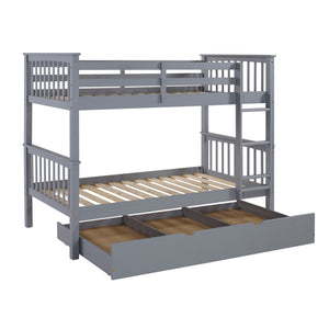 Walker Edison Solid Wood Twin over Twin Mission Design Bunk Bed - Grey in Solid Wood, Painted Finish BWTOTMSGY 842158101822
