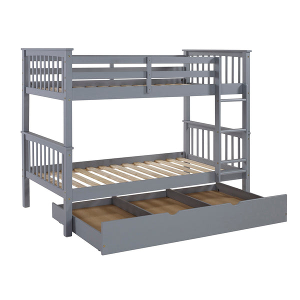 Walker Edison Solid Wood Twin over Twin Mission Design Bunk Bed - Grey in Solid Wood, Painted Finish BWTOTMSGY 842158101822