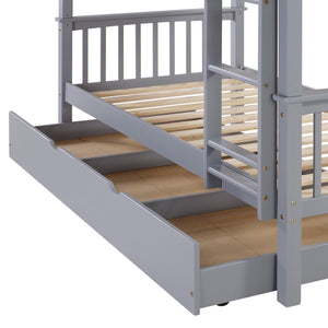 Walker Edison Solid Wood Twin over Twin Mission Design Bunk Bed - Grey in Solid Wood, Painted Finish BWTOTMSGY 842158101822