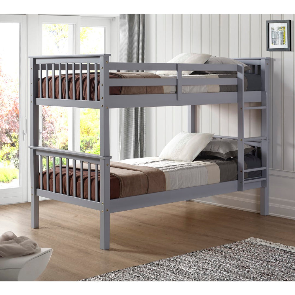 Walker Edison Solid Wood Twin over Twin Mission Design Bunk Bed - Grey in Solid Wood, Painted Finish BWTOTMSGY 842158101822