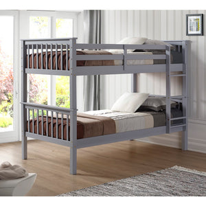 Walker Edison Solid Wood Twin over Twin Mission Design Bunk Bed - Grey in Solid Wood, Painted Finish BWTOTMSGY 842158101822