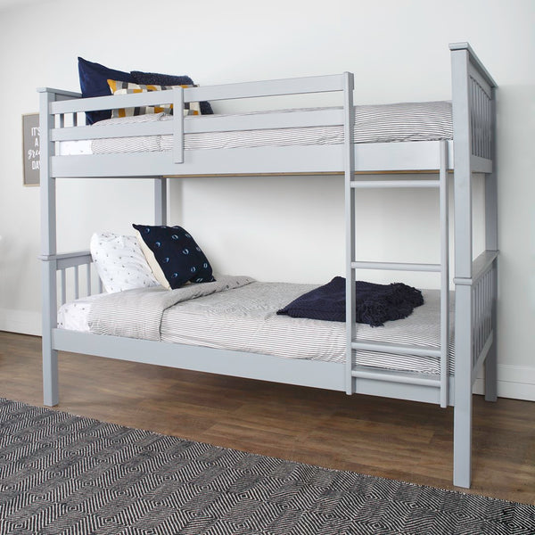 Walker Edison Solid Wood Twin over Twin Mission Design Bunk Bed - Grey in Solid Wood, Painted Finish BWTOTMSGY 842158101822