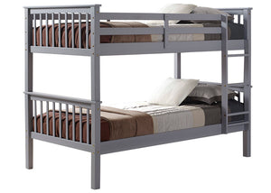 Walker Edison Solid Wood Twin over Twin Mission Design Bunk Bed - Grey in Solid Wood, Painted Finish BWTOTMSGY 842158101822