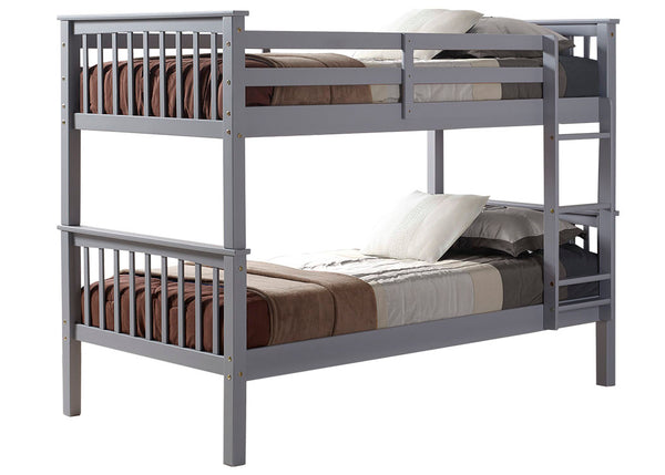 Walker Edison Solid Wood Twin over Twin Mission Design Bunk Bed - Grey in Solid Wood, Painted Finish BWTOTMSGY 842158101822