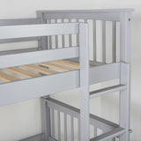 Walker Edison Solid Wood Twin over Twin Mission Design Bunk Bed - Grey in Solid Wood, Painted Finish BWTOTMSGY 842158101822
