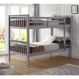 Solid Wood Twin Over Twin Mission Design Bunk Bed - Grey in Solid Wood, Painted Finish