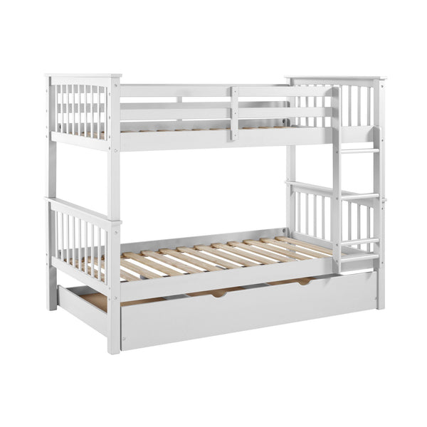 Walker Edison Solid Wood Twin over Twin Mission Design Bunk Bed - White in Solid Wood, Painted Finish BWTOTMSWH 842158101839