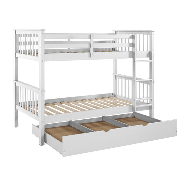 Walker Edison Solid Wood Twin over Twin Mission Design Bunk Bed - White in Solid Wood, Painted Finish BWTOTMSWH 842158101839