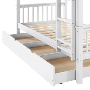 Walker Edison Solid Wood Twin over Twin Mission Design Bunk Bed - White in Solid Wood, Painted Finish BWTOTMSWH 842158101839