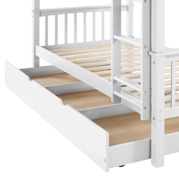Walker Edison Solid Wood Twin over Twin Mission Design Bunk Bed - White in Solid Wood, Painted Finish BWTOTMSWH 842158101839
