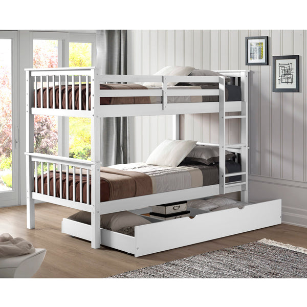 Walker Edison Solid Wood Twin over Twin Mission Design Bunk Bed - White in Solid Wood, Painted Finish BWTOTMSWH 842158101839