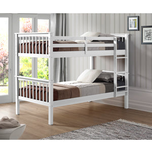 Walker Edison Solid Wood Twin over Twin Mission Design Bunk Bed - White in Solid Wood, Painted Finish BWTOTMSWH 842158101839