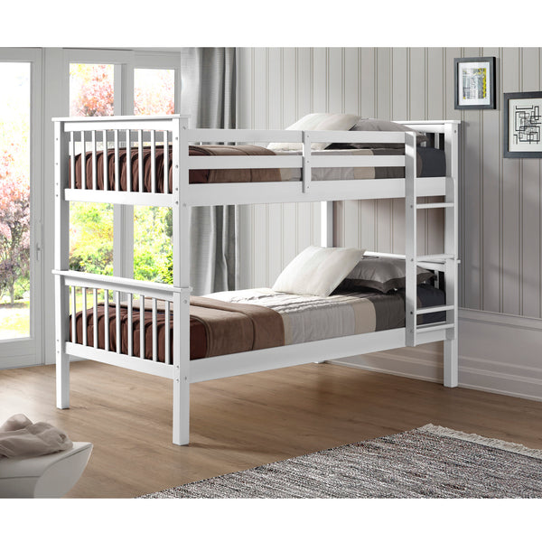 Walker Edison Solid Wood Twin over Twin Mission Design Bunk Bed - White in Solid Wood, Painted Finish BWTOTMSWH 842158101839